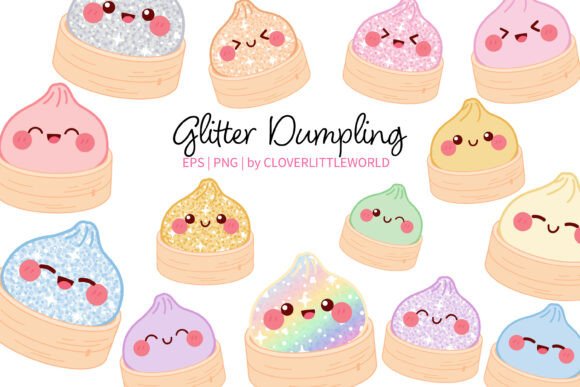 Download Cute Glitter Dumpling in Steamer Basket - Team Collection