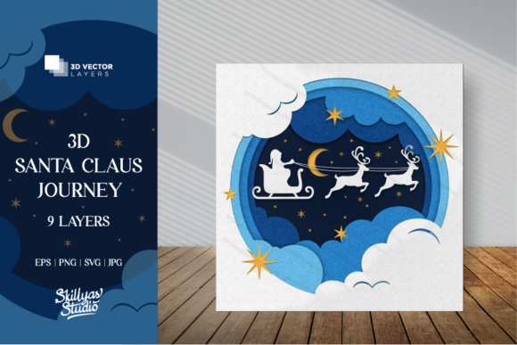 Download 3D Santa Claus Journey Papercut Svg - Journey Collection