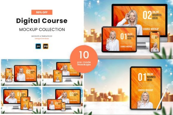 Download 10 Digital Course Mockup Bundle - Course Collection
