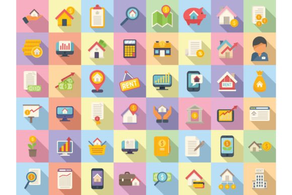 Download Property Investments Icons Set Flat - Investments Collection