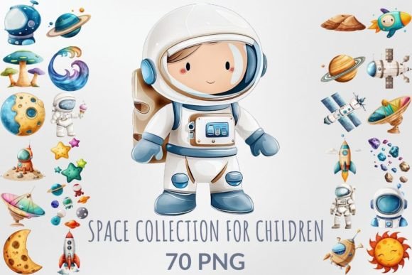 Download Watercolor Space Collection for Children - Space Collection