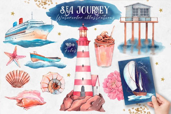 Download Sea Journey. Watercolor Illustrations - Journey Collection