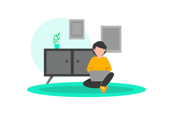 Download Illustration of Working with a Laptop - Laptop Collection