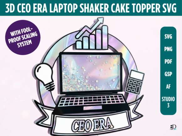 Download 3D CEO Era Laptop Shaker Cake Topper SVG - Laptop Collection